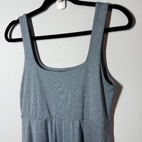 Quince Flowknit Breeze Fit & Flare Dress Large Blue Pockets Midi Jersey Preppy - Picture 5 of 12